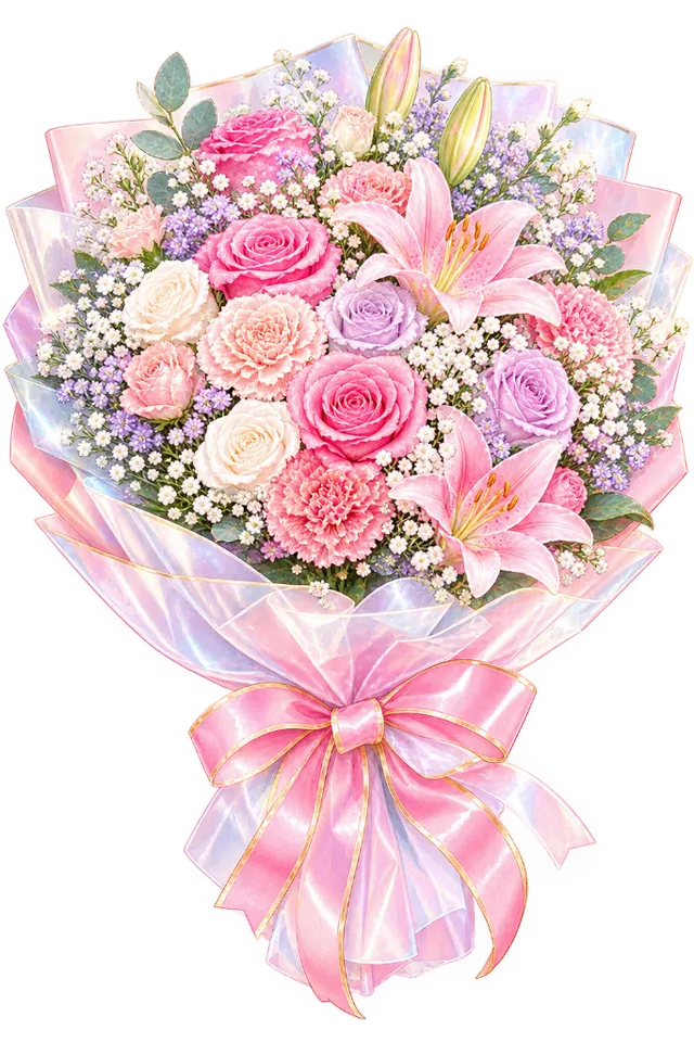 桃色の花束
