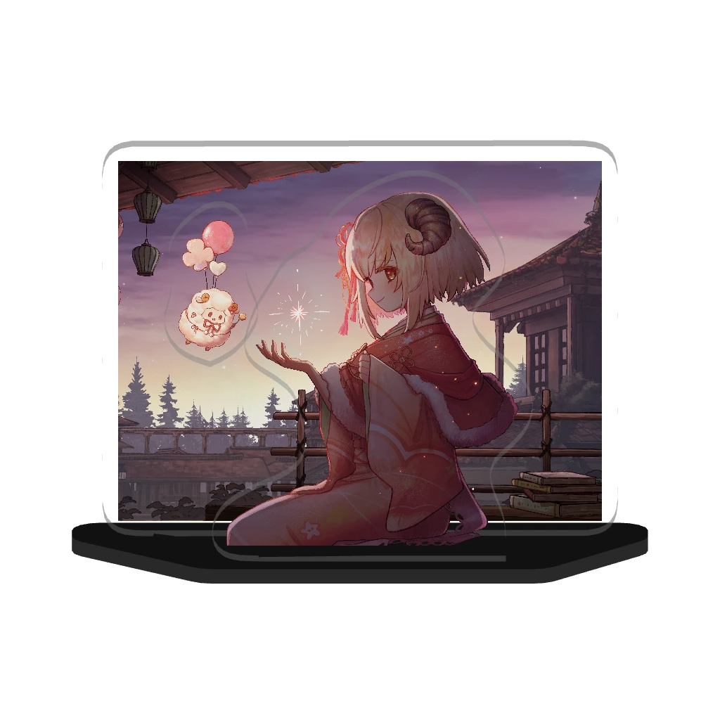 3Dジオラマアクリルスタンド(ひつじ)昼(ふわふわけだま)