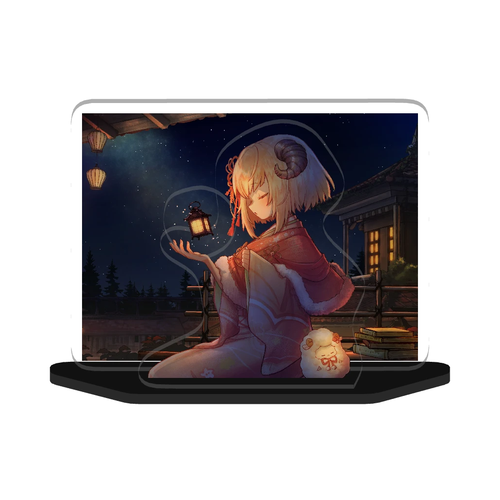 3Dジオラマアクリルスタンド(ひつじ)夜(ふわふわランタン)