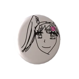 月見らびの缶バッジらび画伯