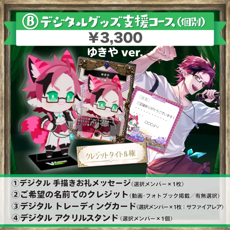 B:デジタルグッズ支援コース(ゆきやver.)