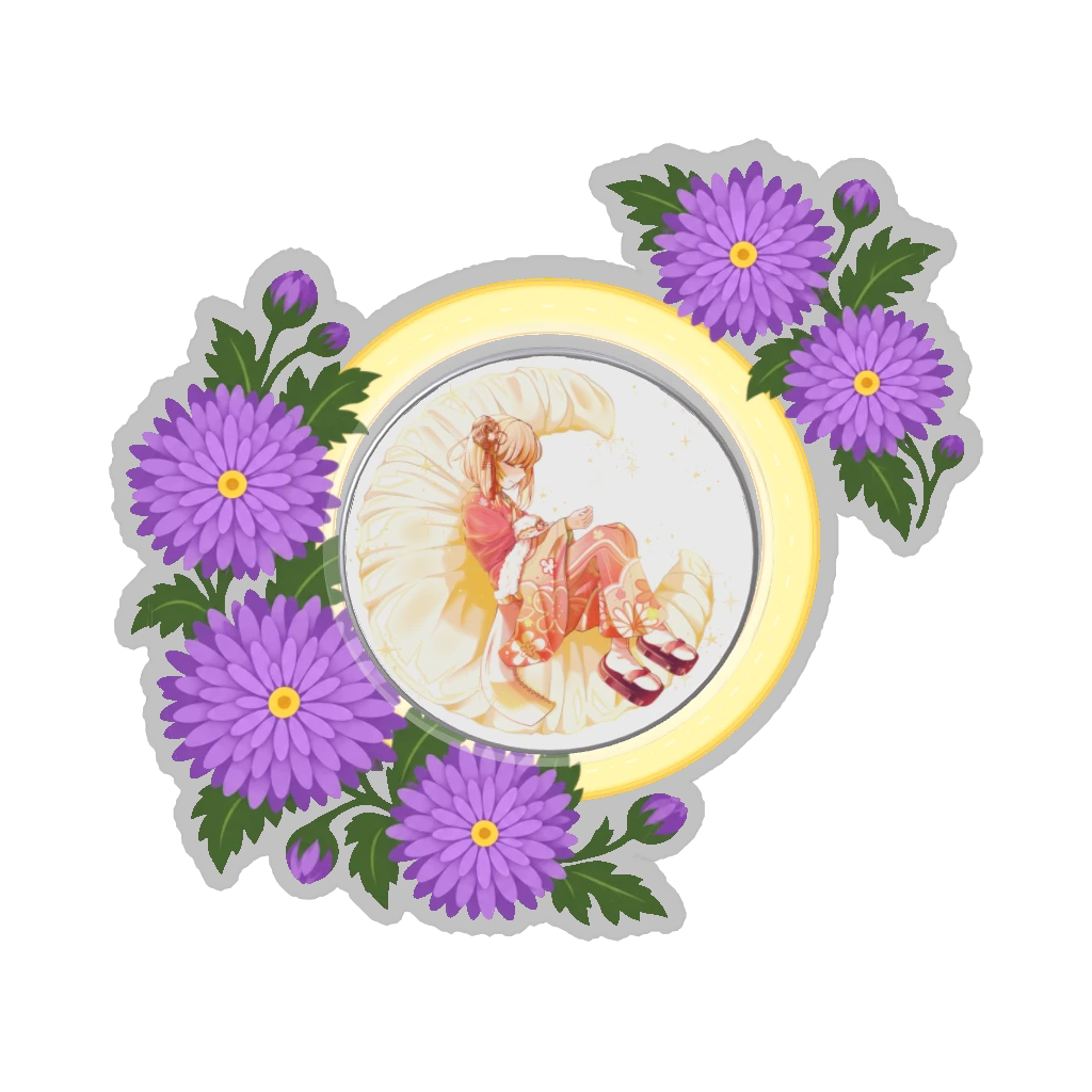 ひつじの缶バッジ推しと季節の花 11月・菊