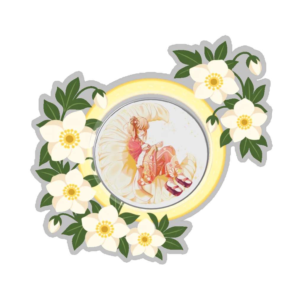 ひつじの缶バッジ推しと季節の花 12月・クリスマスローズ