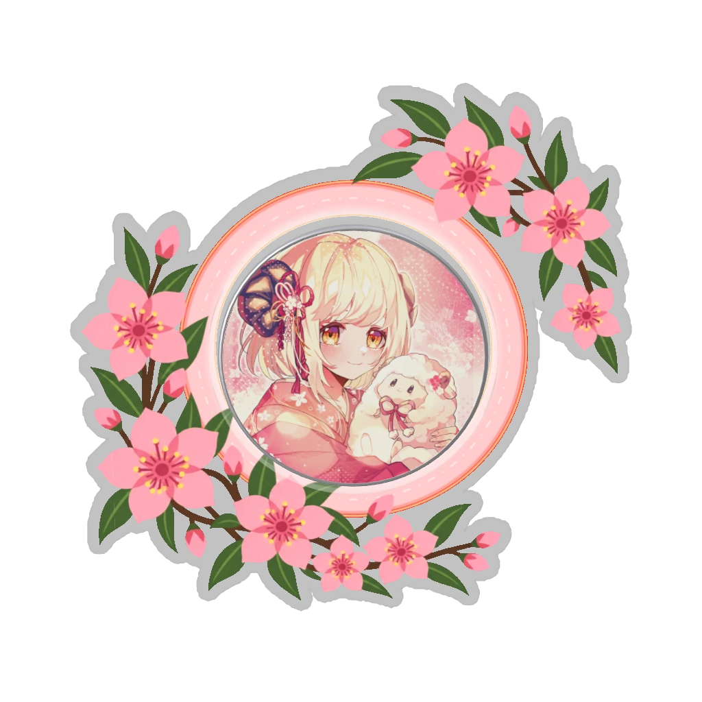 ひつじの缶バッジ推しと季節の花 3月・桃の花