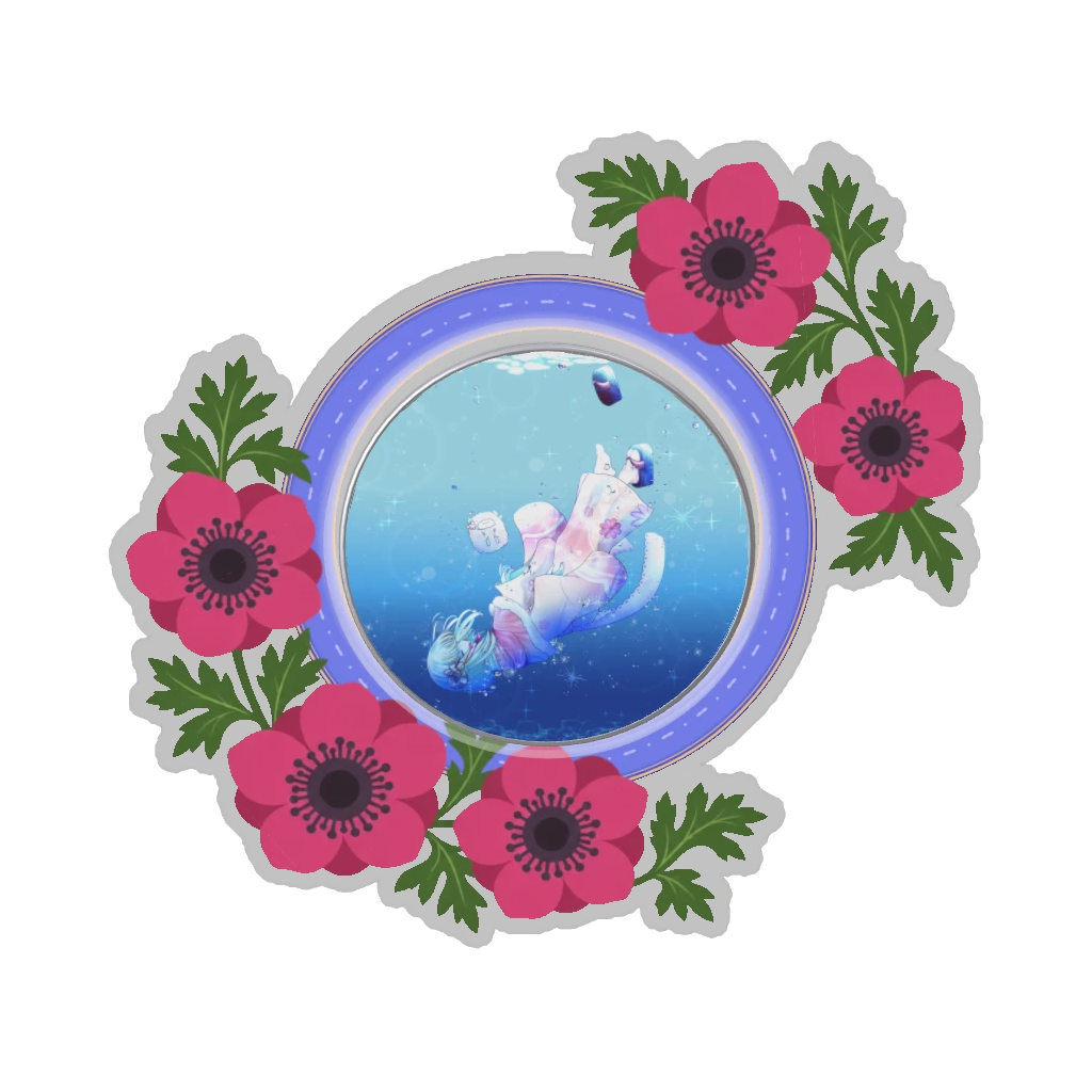 ひつじの缶バッジ推しと季節の花 2月・アネモネ