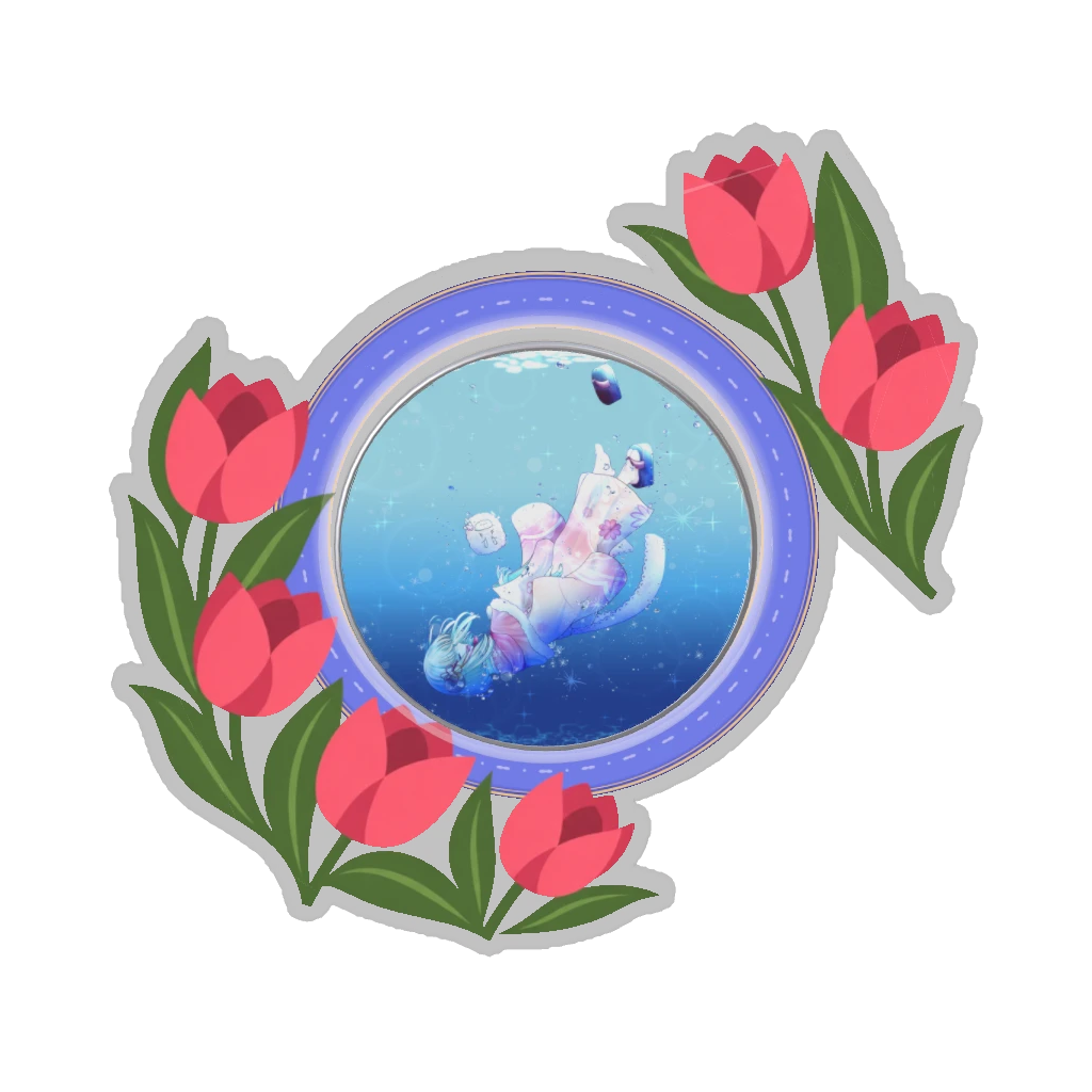 ひつじの缶バッジ推しと季節の花 4月・チューリップ
