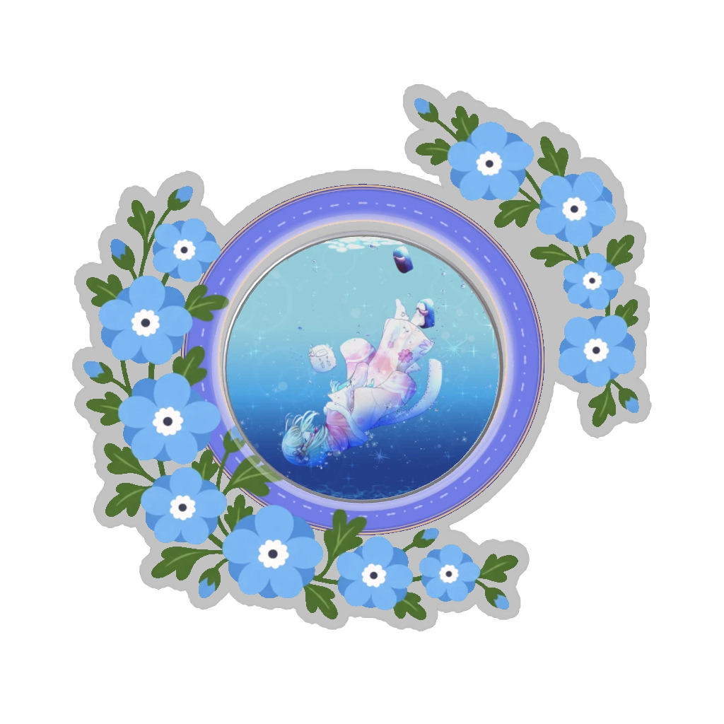 ひつじの缶バッジ推しと季節の花 4月・ネモフィラ