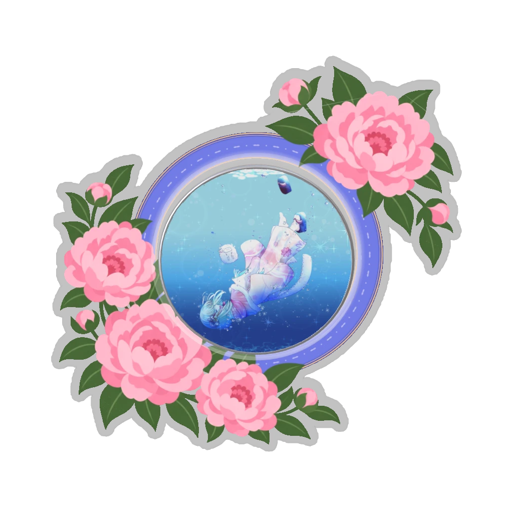 ひつじの缶バッジ推しと季節の花 6月・芍薬
