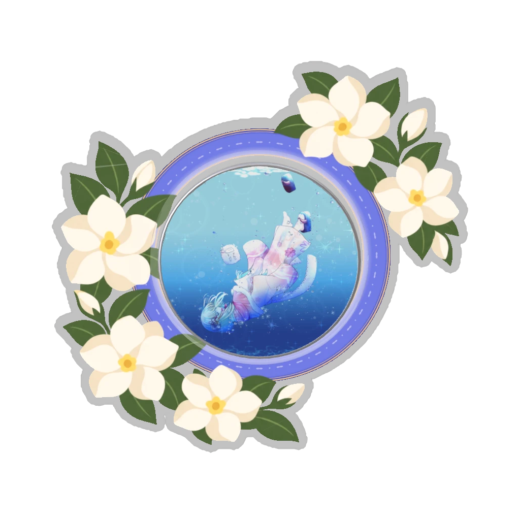 ひつじの缶バッジ推しと季節の花 6月・梔子