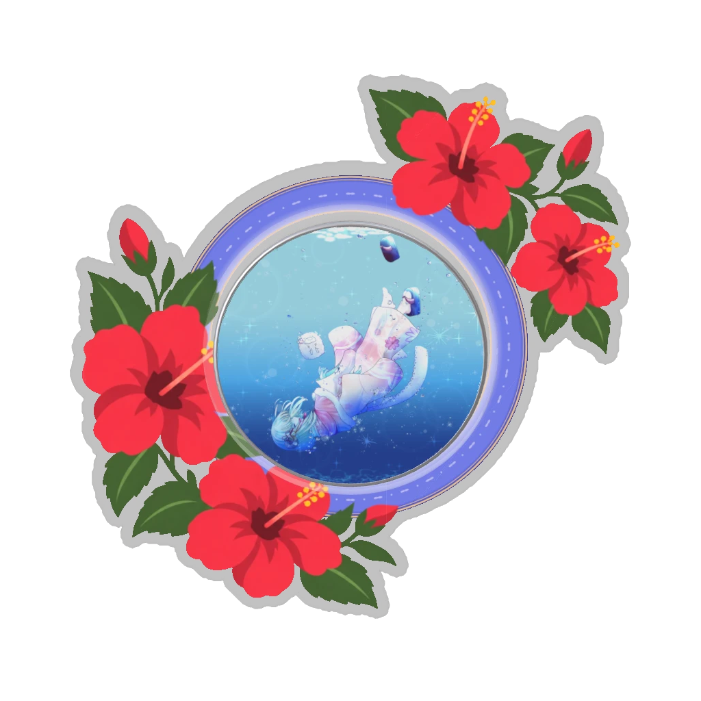 ひつじの缶バッジ推しと季節の花 8月・ハイビスカス