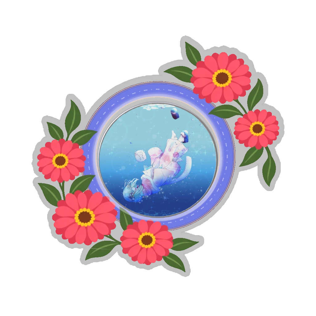 ひつじの缶バッジ推しと季節の花 8月・百日草