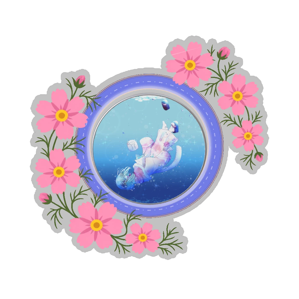 ひつじの缶バッジ推しと季節の花 10月・コスモス