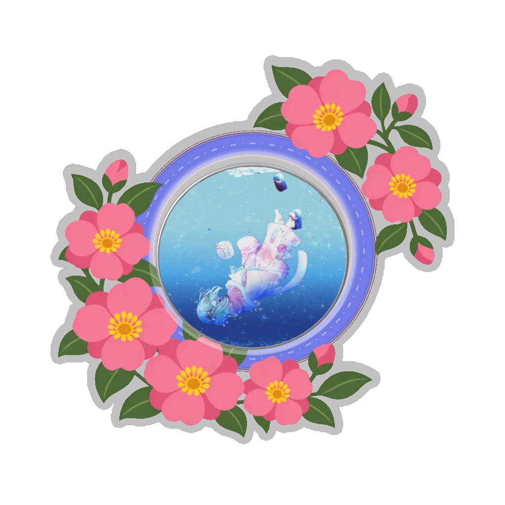 ひつじの缶バッジ推しと季節の花 11月・山茶花
