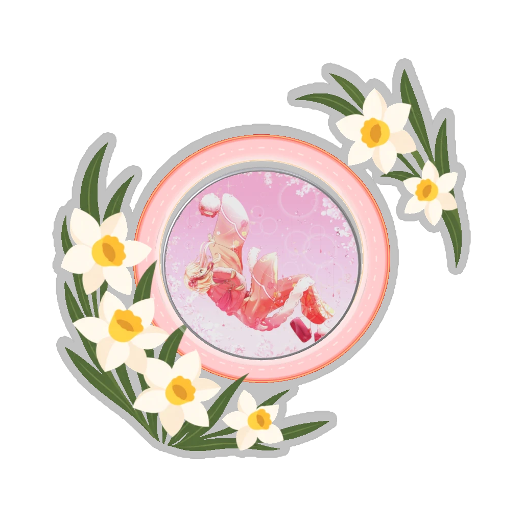 ひつじの缶バッジ推しと季節の花 1月・水仙