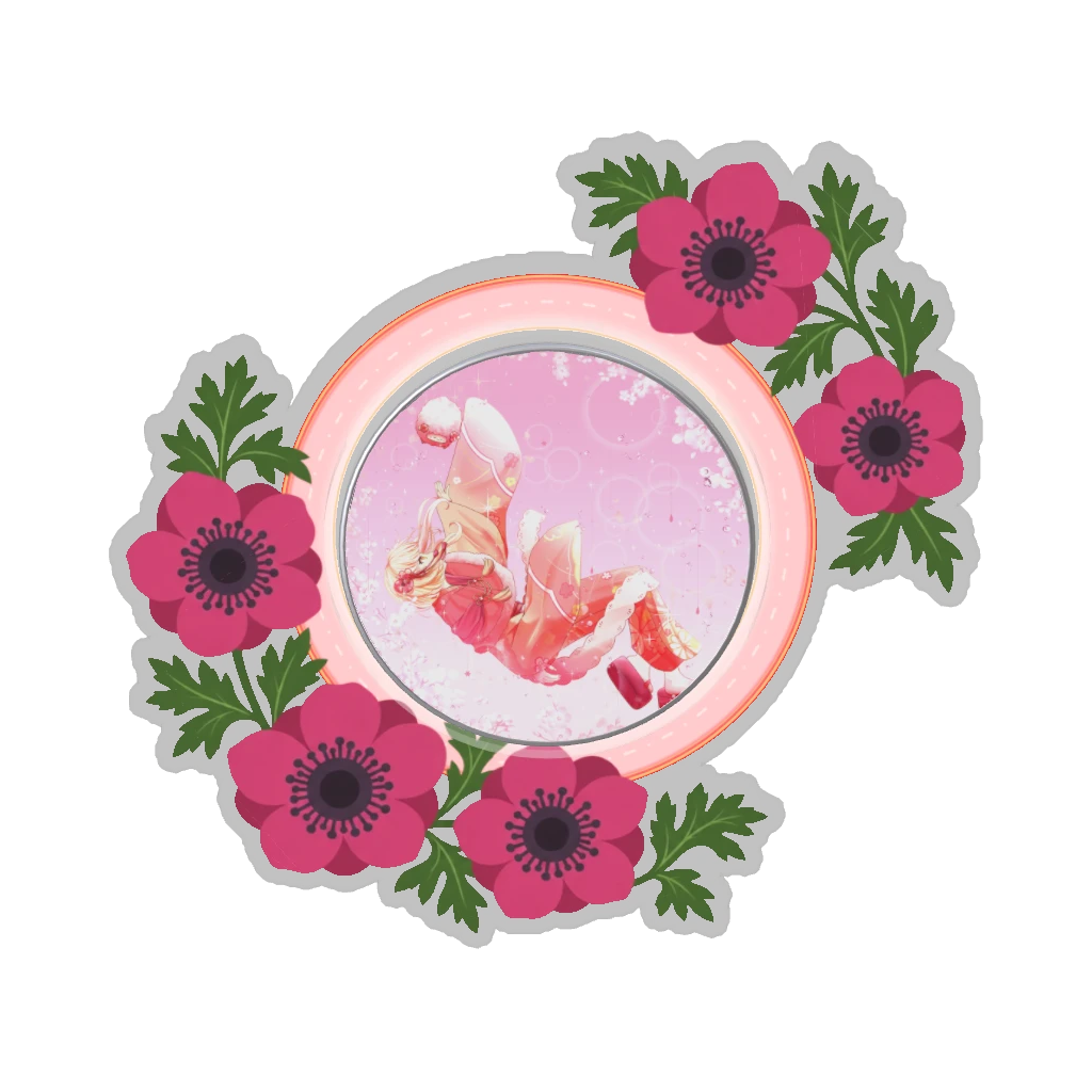 ひつじの缶バッジ推しと季節の花 2月・アネモネ