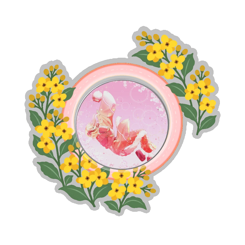 ひつじの缶バッジ推しと季節の花 3月・菜の花