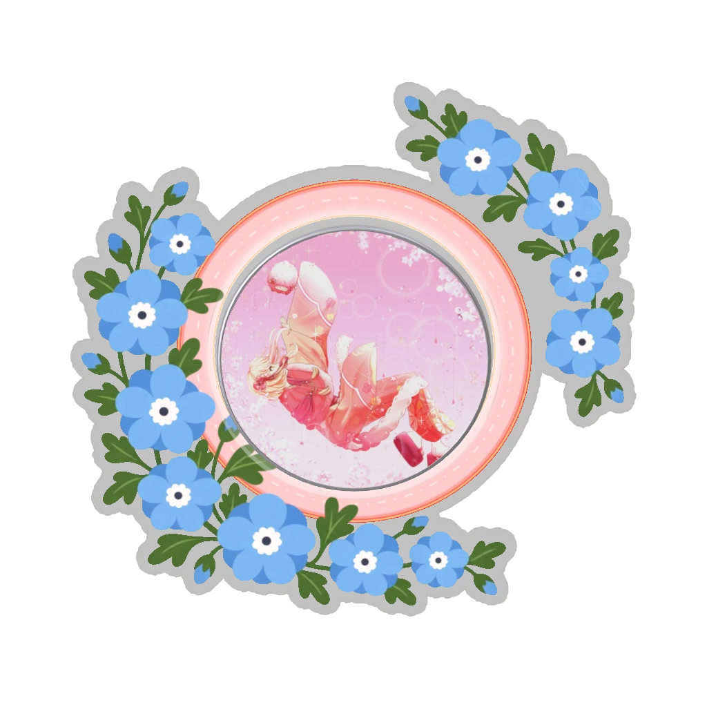 ひつじの缶バッジ推しと季節の花 4月・ネモフィラ