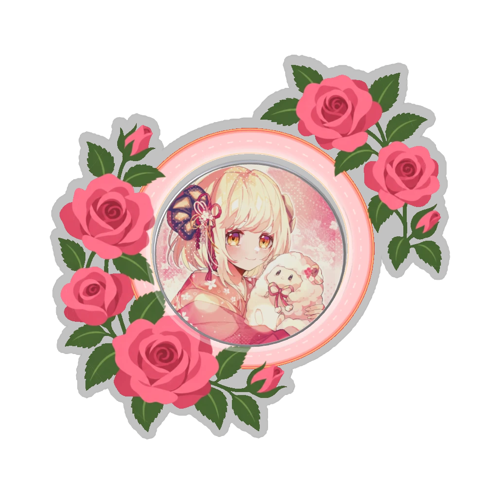 ひつじの缶バッジ推しと季節の花 5月・バラ
