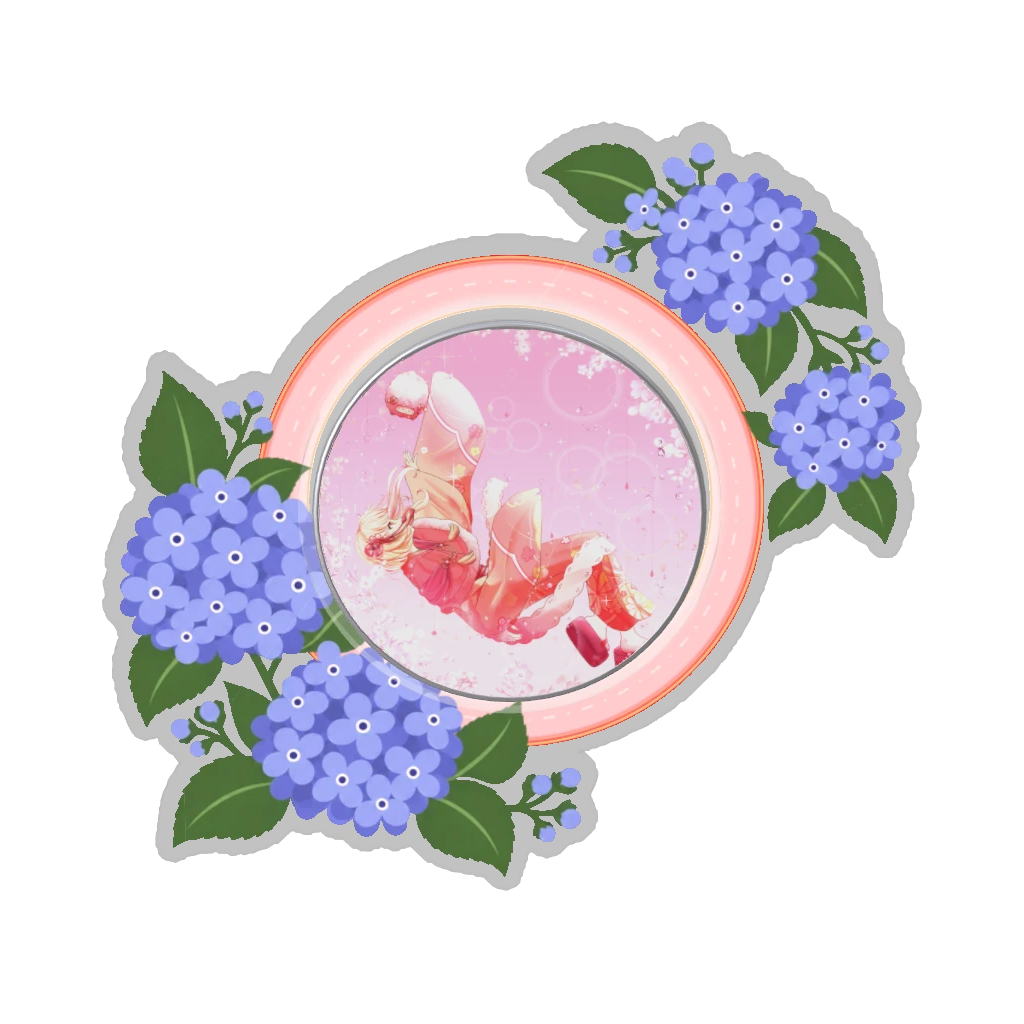 ひつじの缶バッジ推しと季節の花 6月・紫陽花