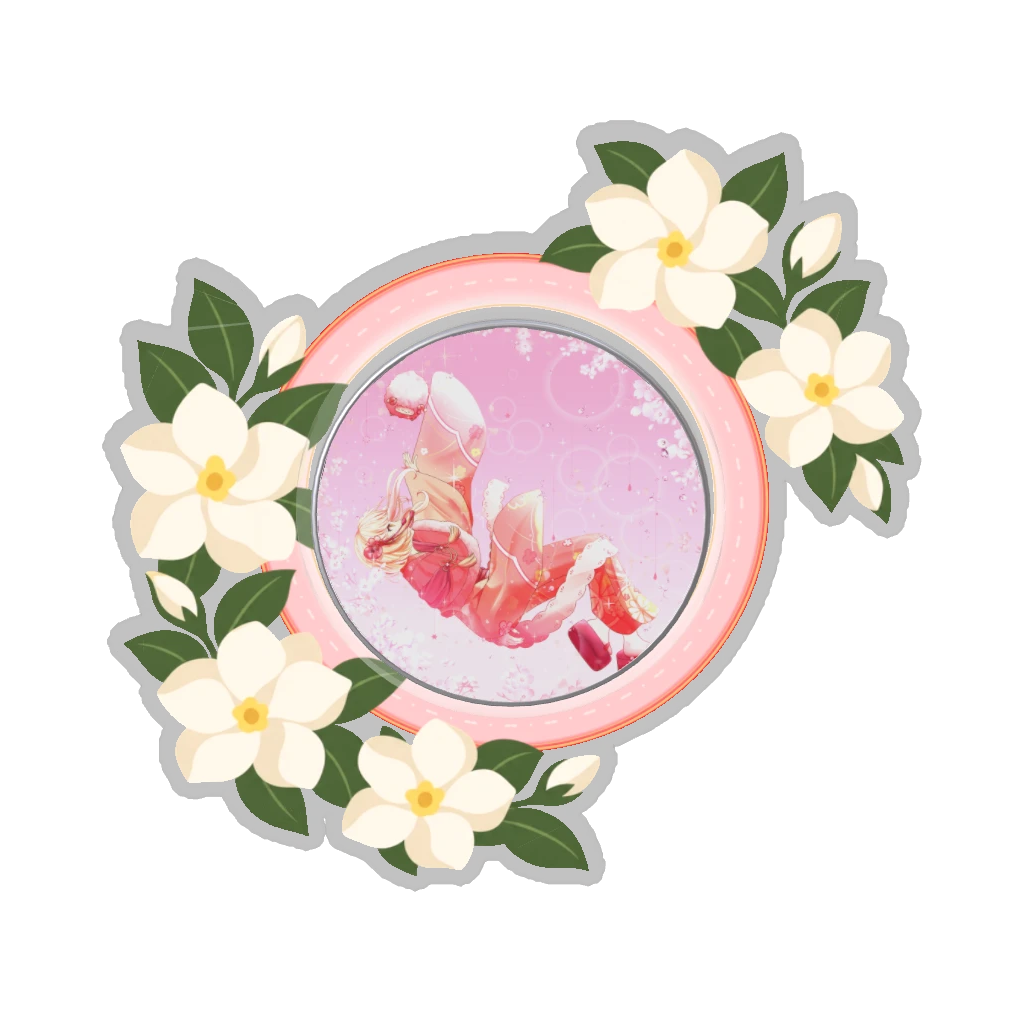 ひつじの缶バッジ推しと季節の花 6月・梔子