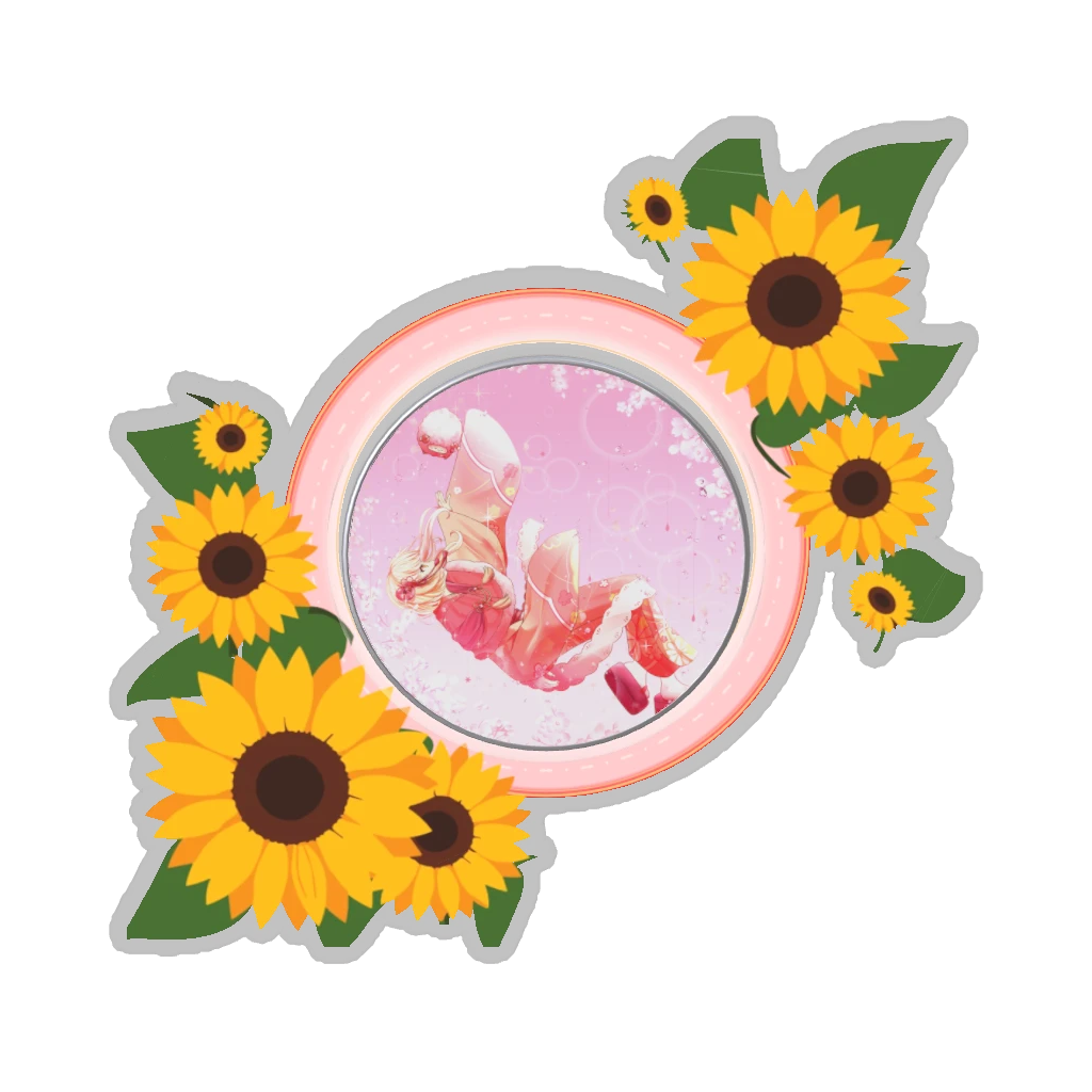 ひつじの缶バッジ推しと季節の花 7月・向日葵