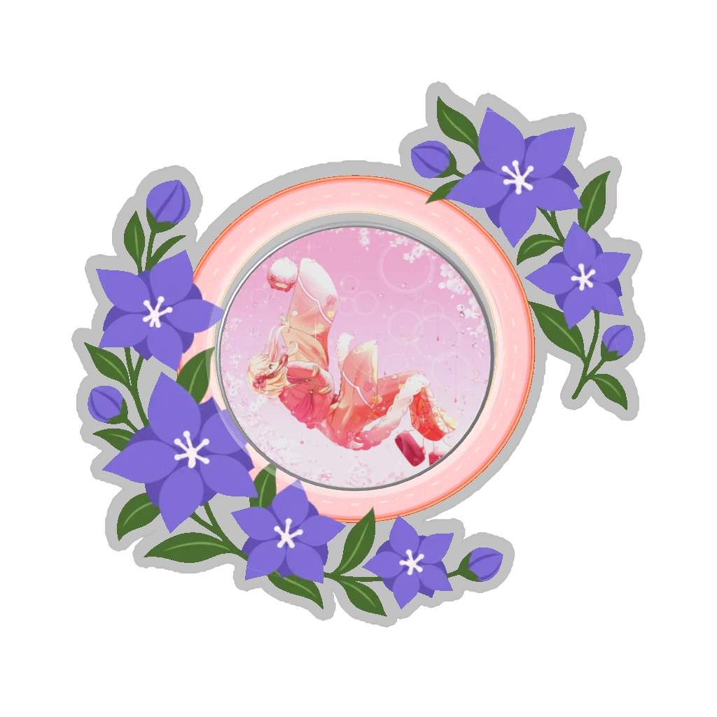 ひつじの缶バッジ推しと季節の花 9月・桔梗