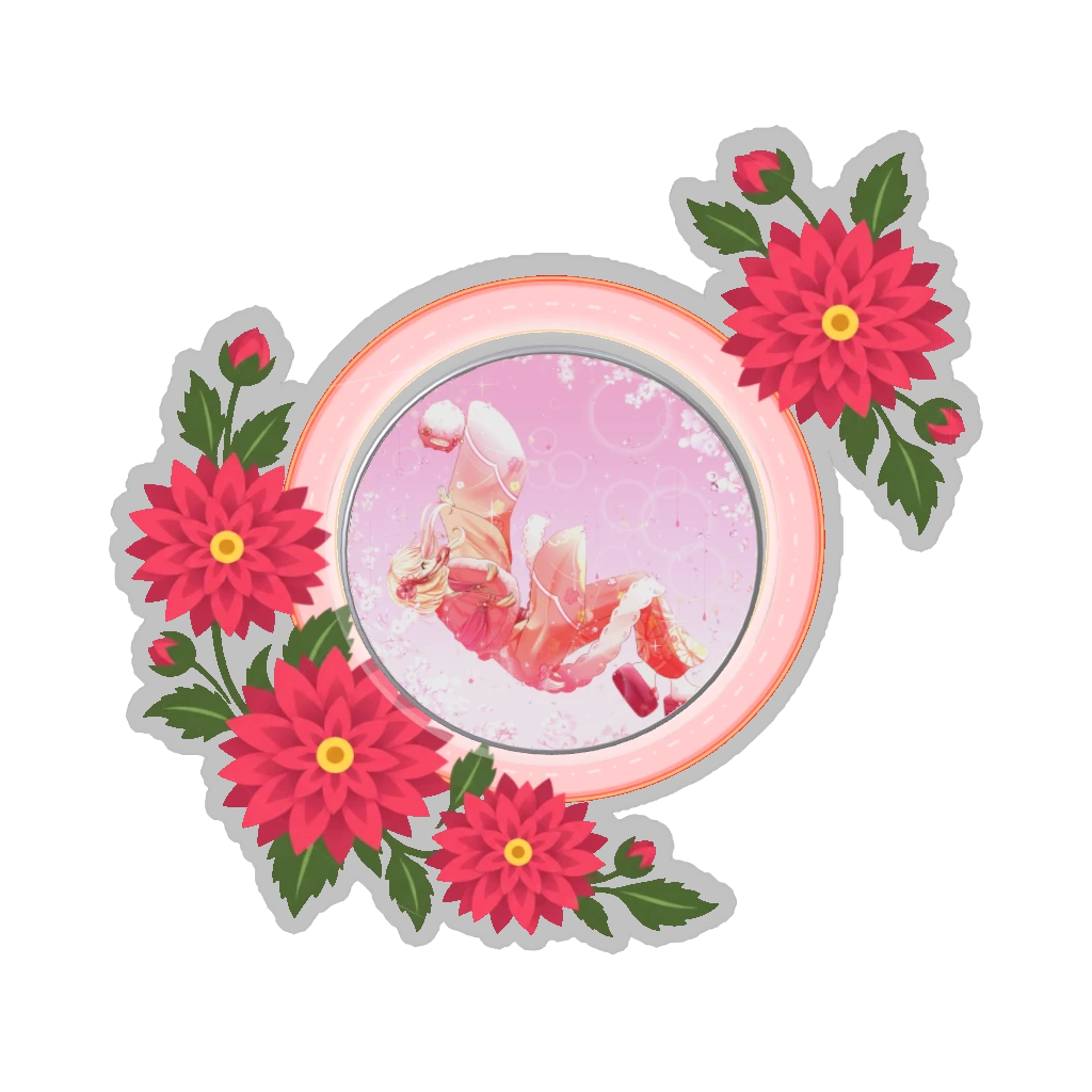 ひつじの缶バッジ推しと季節の花 9月・ダリア