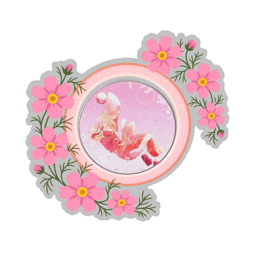 ひつじの缶バッジ推しと季節の花 10月・コスモス
