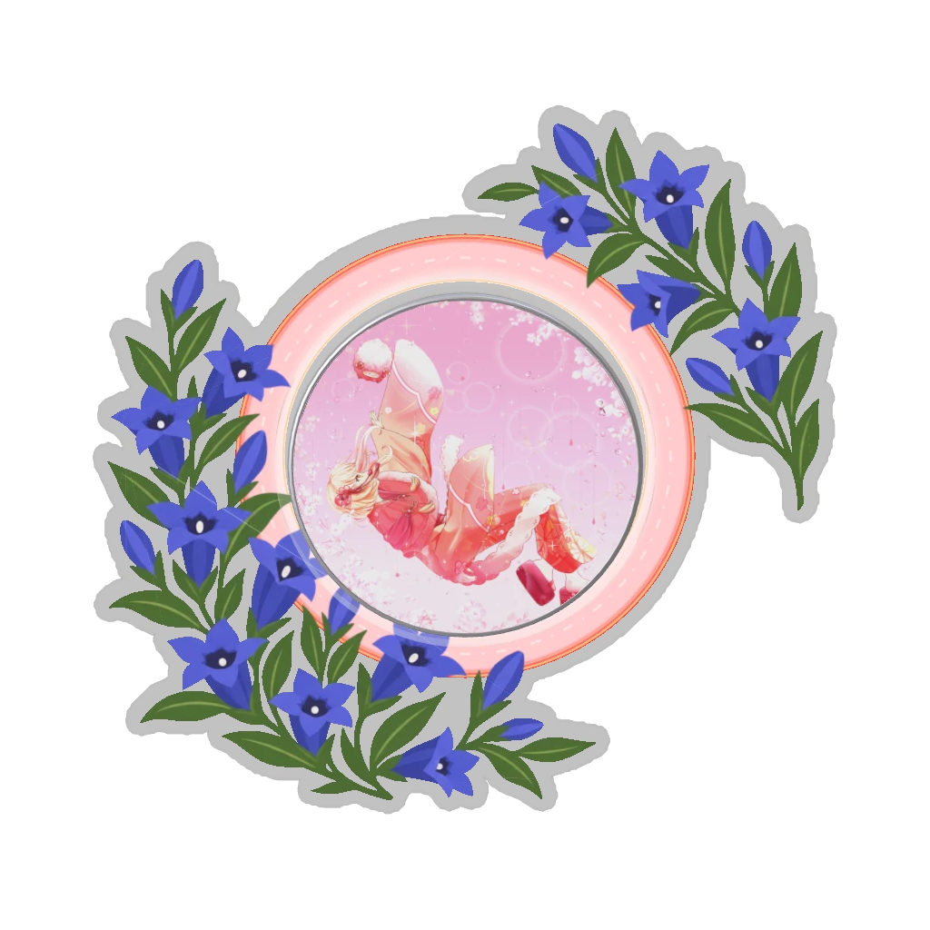 ひつじの缶バッジ推しと季節の花 10月・リンドウ