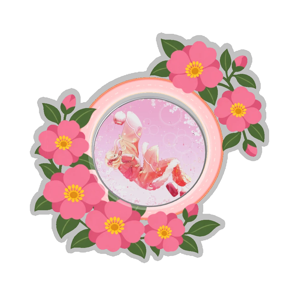 ひつじの缶バッジ推しと季節の花 11月・山茶花