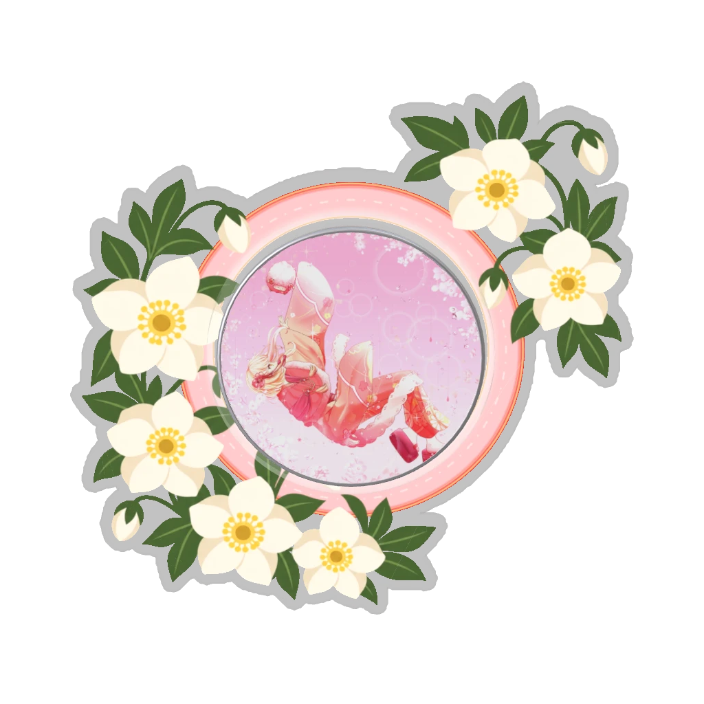 ひつじの缶バッジ推しと季節の花 12月・クリスマスローズ