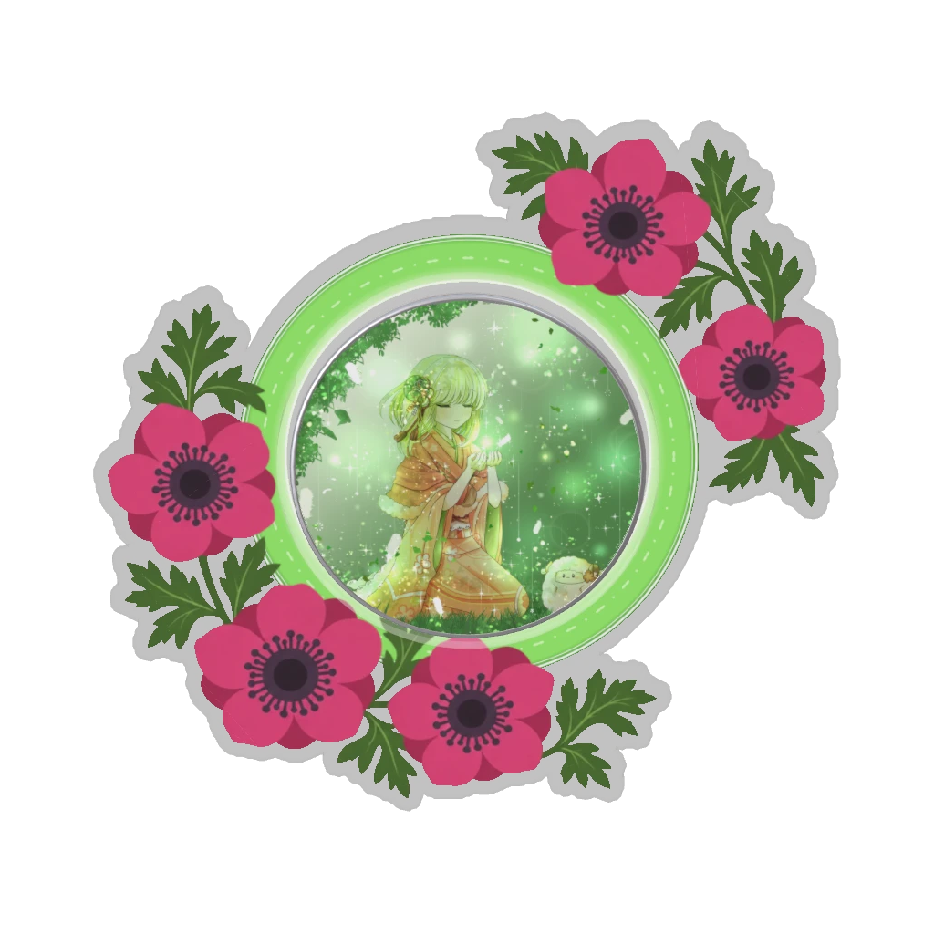ひつじの缶バッジ推しと季節の花 2月・アネモネ