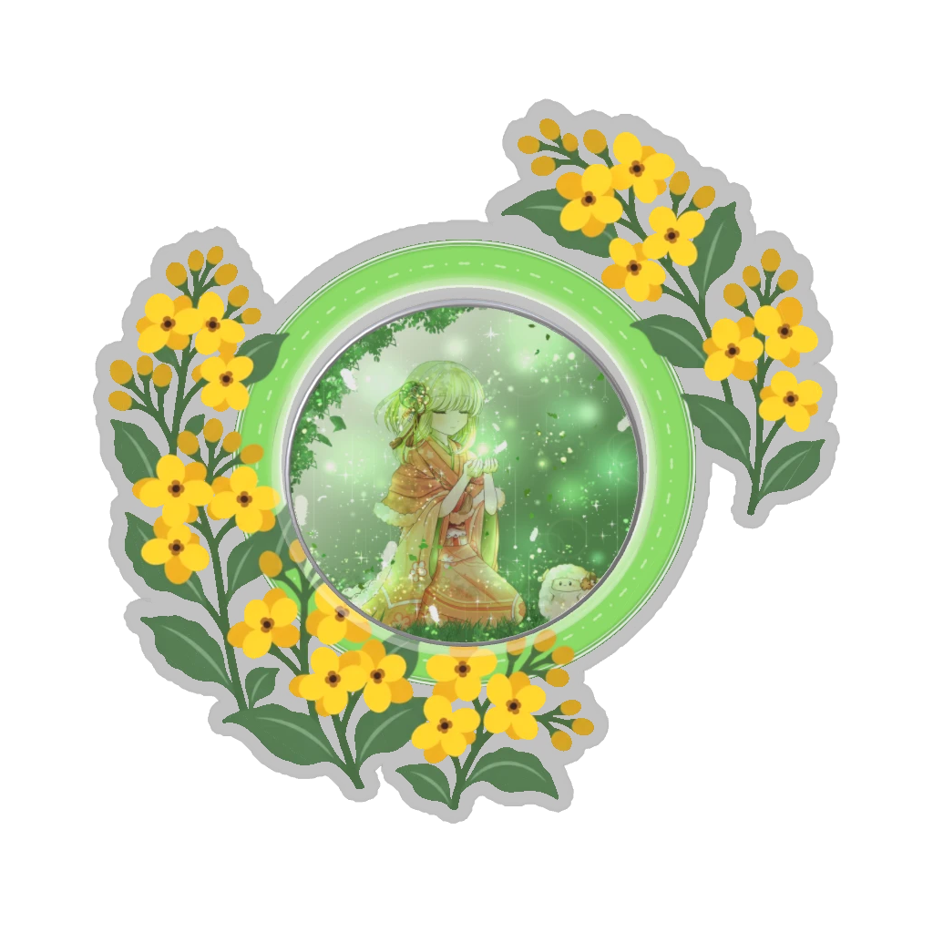 ひつじの缶バッジ推しと季節の花 3月・菜の花