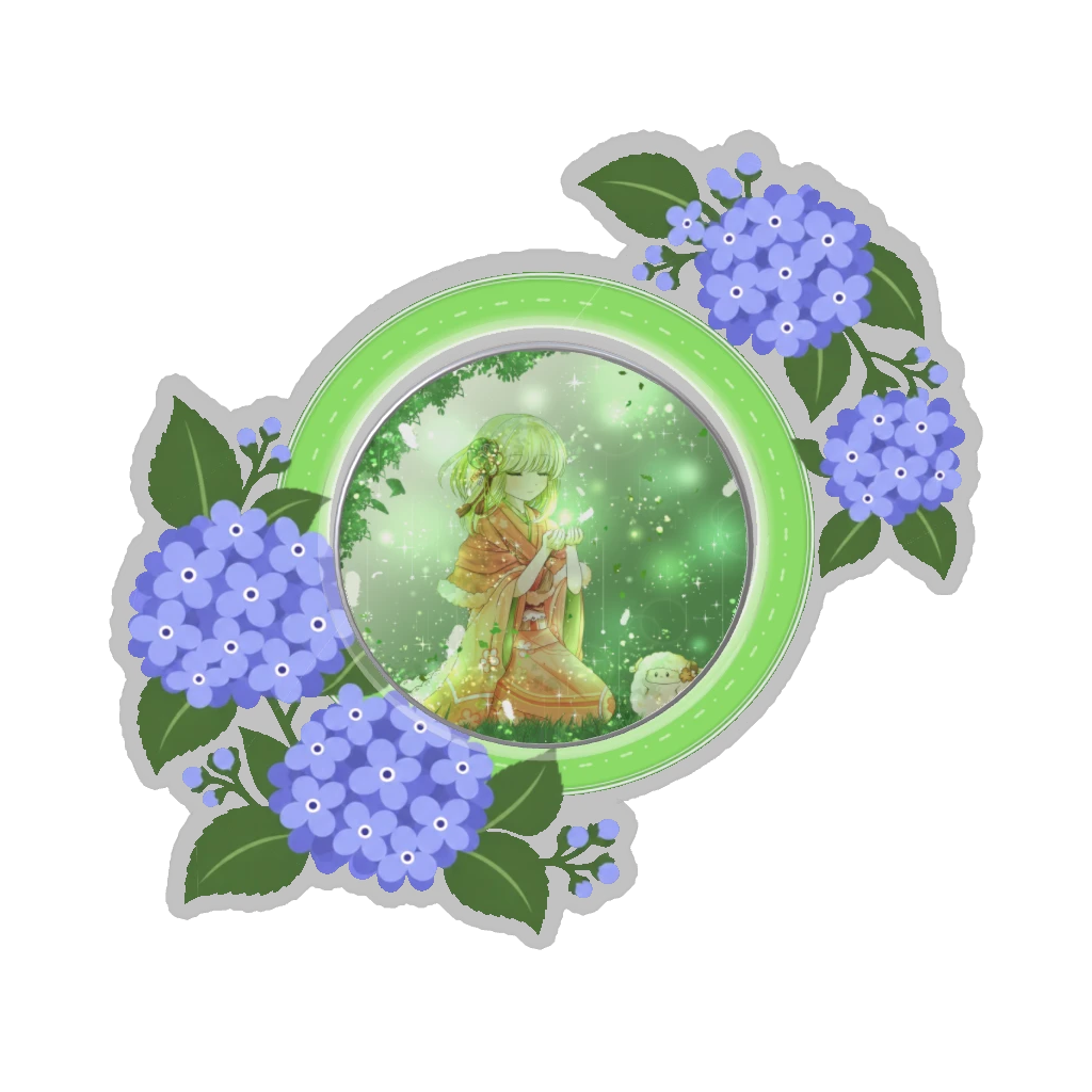 ひつじの缶バッジ推しと季節の花 6月・紫陽花