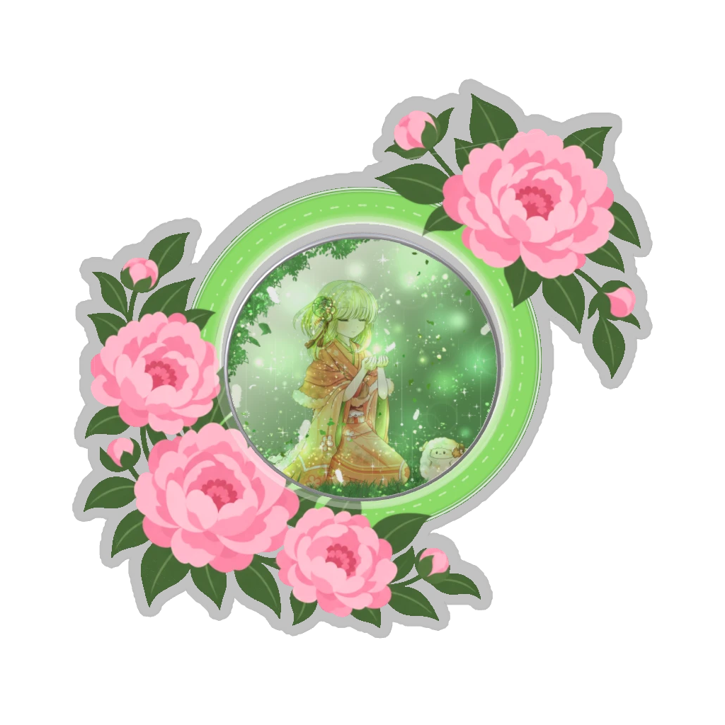 ひつじの缶バッジ推しと季節の花 6月・芍薬