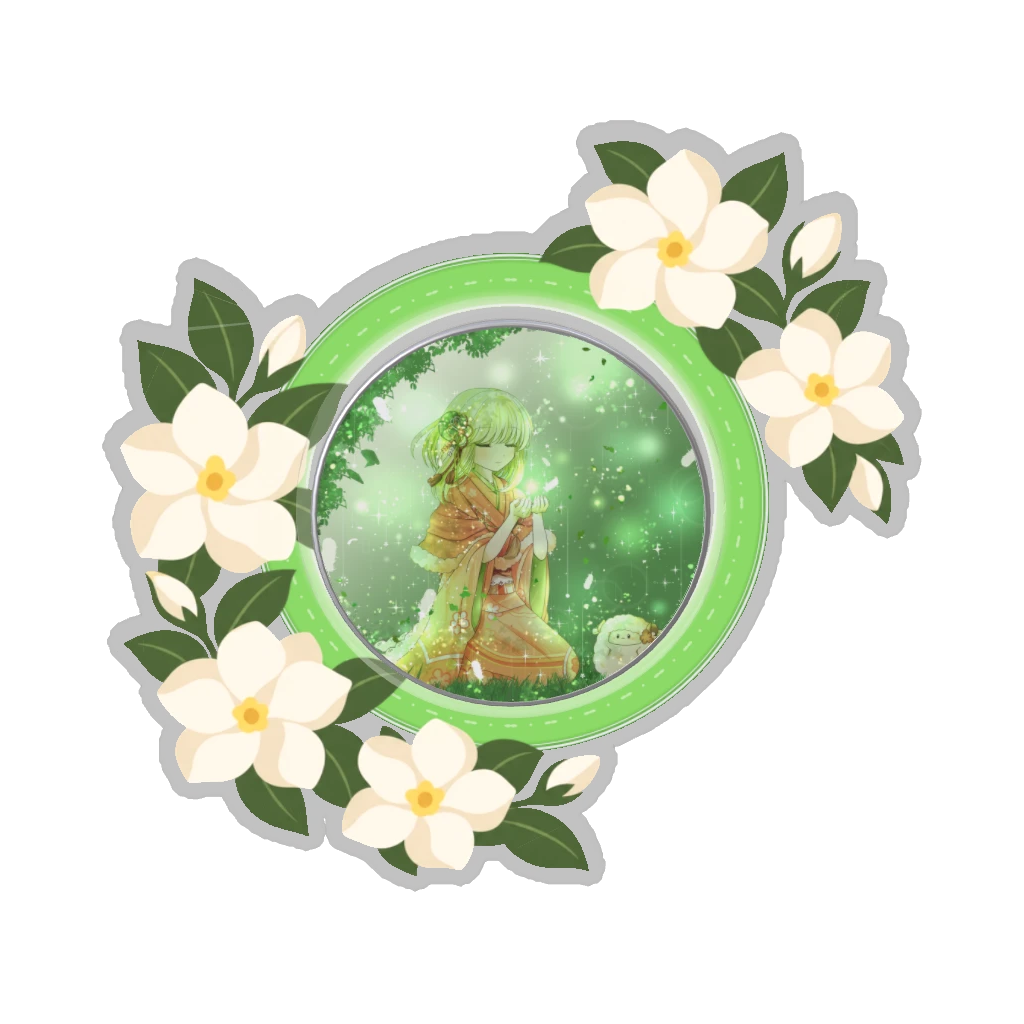 ひつじの缶バッジ推しと季節の花 6月・梔子