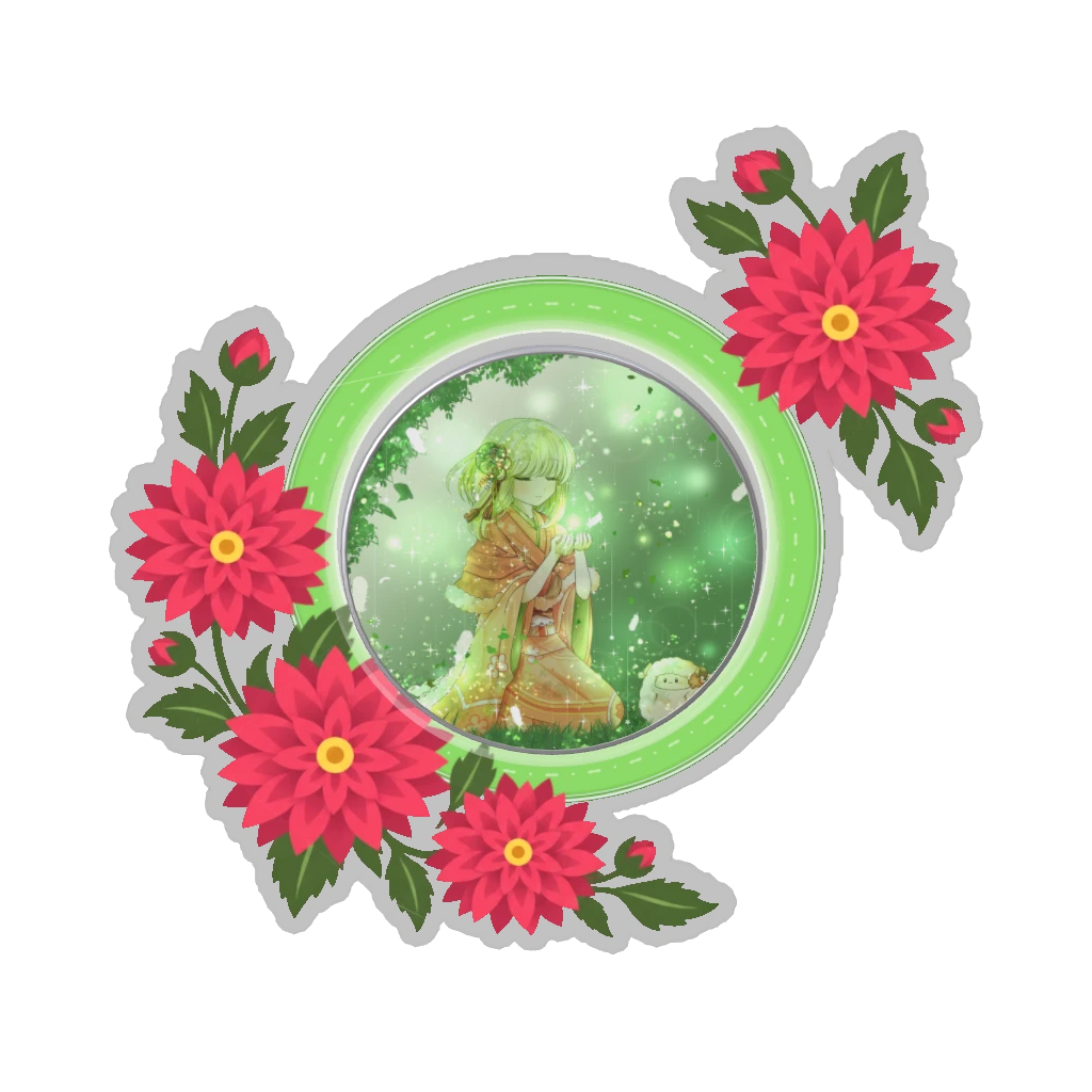 ひつじの缶バッジ推しと季節の花 9月・ダリア