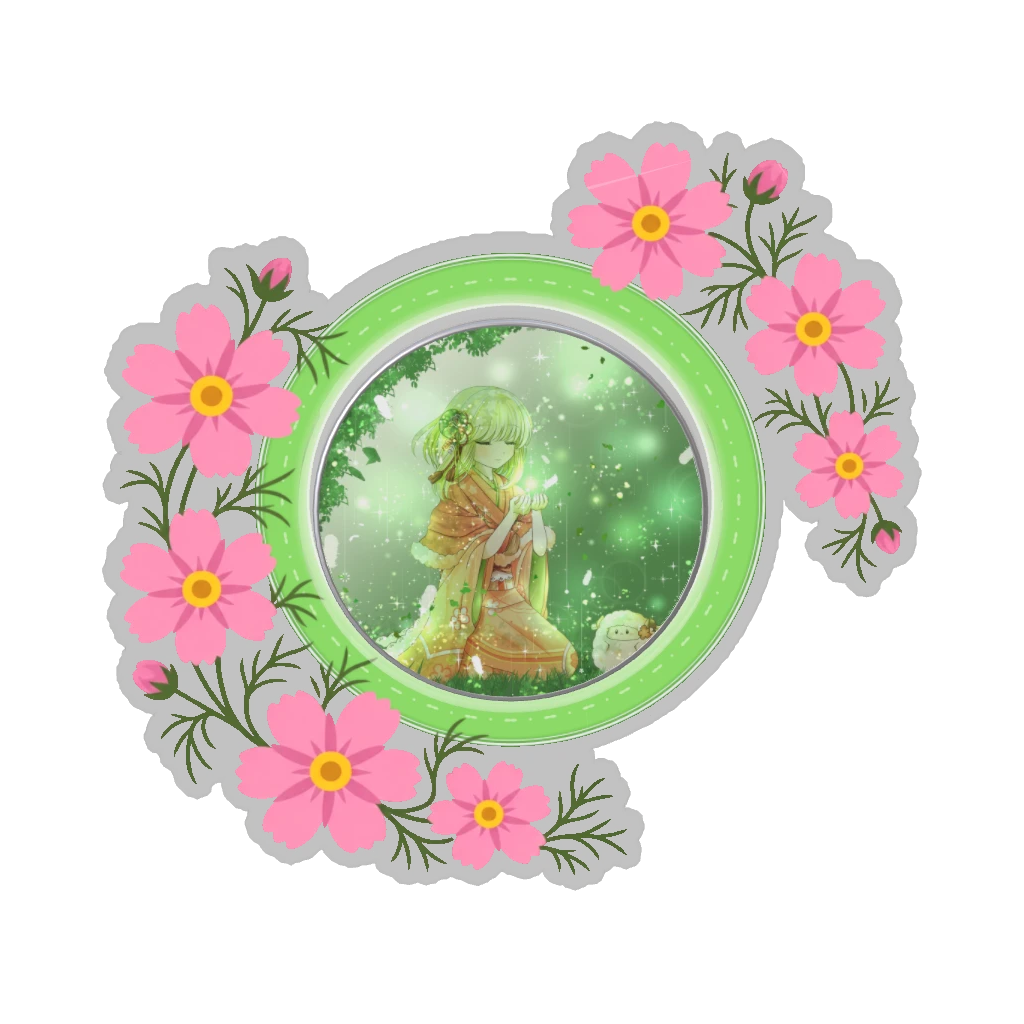 ひつじの缶バッジ推しと季節の花 10月・コスモス