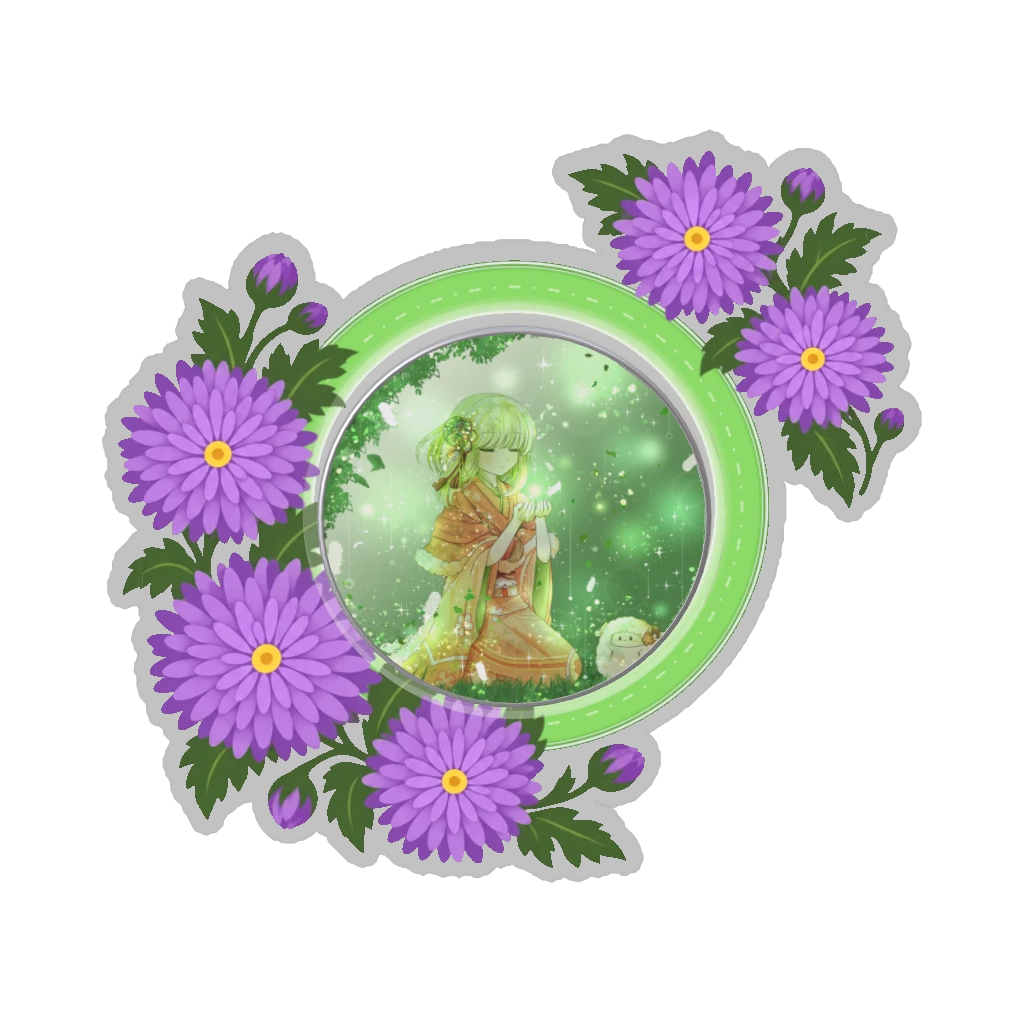 ひつじの缶バッジ推しと季節の花 11月・菊