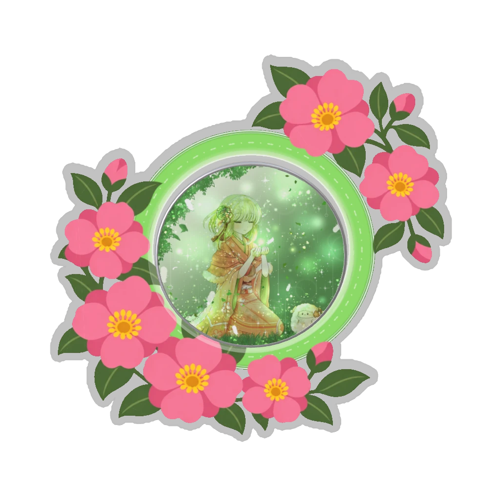 ひつじの缶バッジ推しと季節の花 11月・山茶花