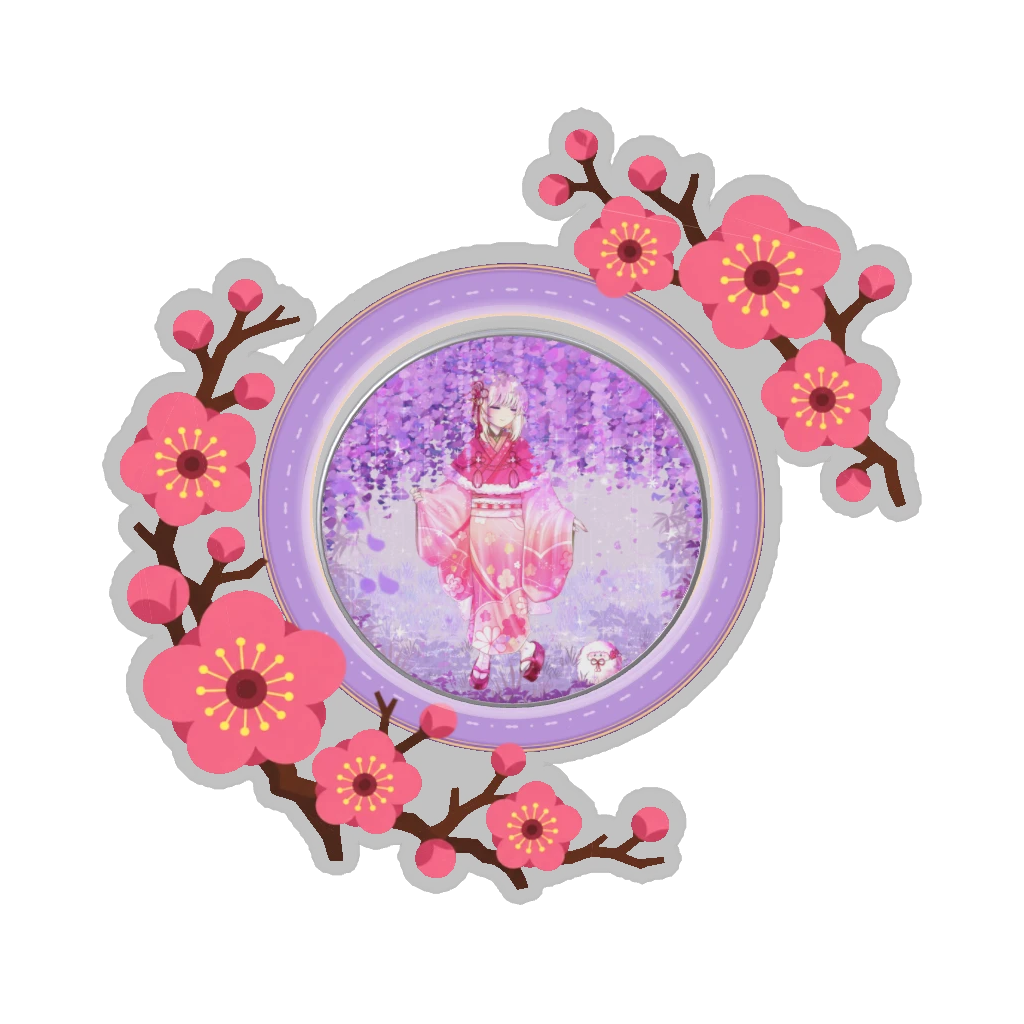 ひつじの缶バッジ推しと季節の花 2月・梅