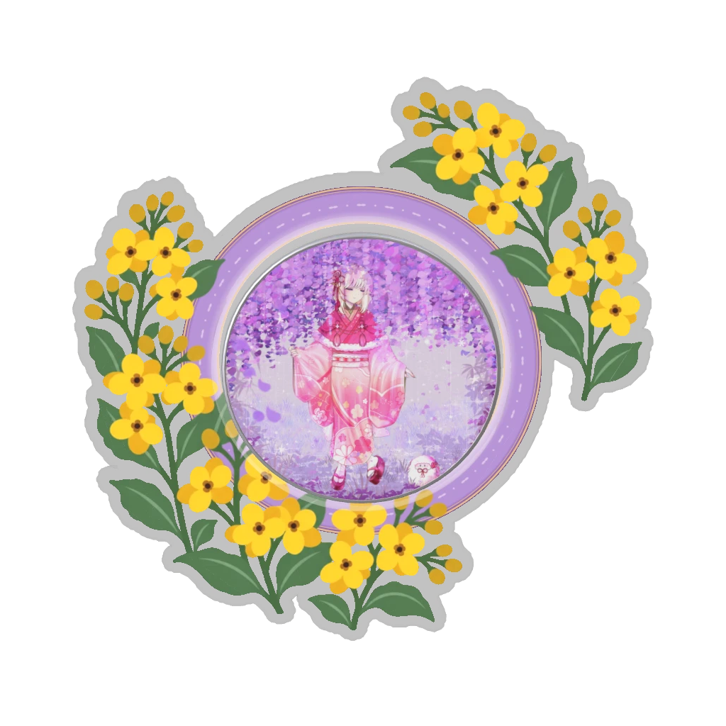 ひつじの缶バッジ推しと季節の花 3月・菜の花
