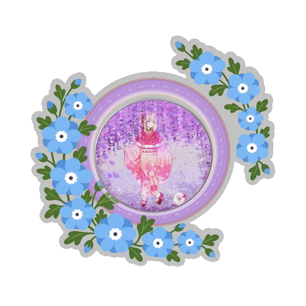 ひつじの缶バッジ推しと季節の花 4月・ネモフィラ