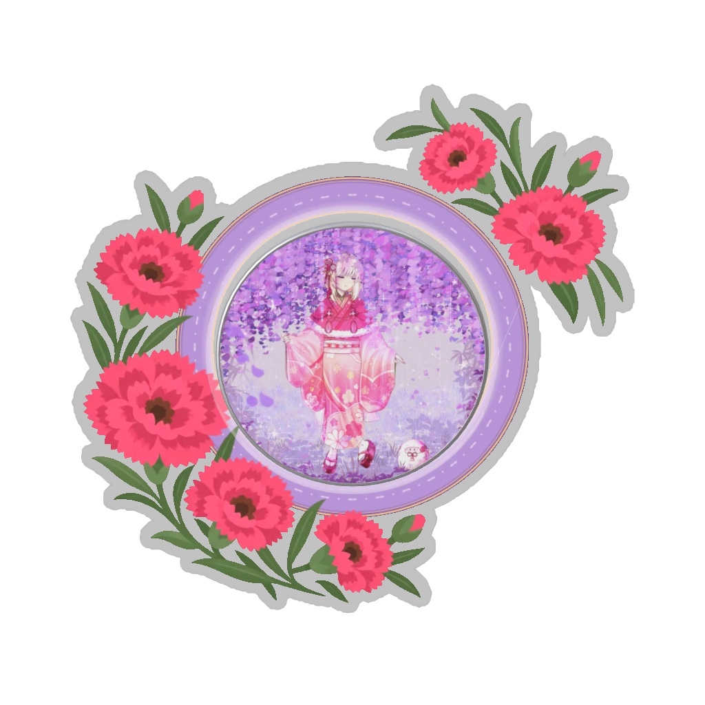 ひつじの缶バッジ推しと季節の花 5月・カーネーション