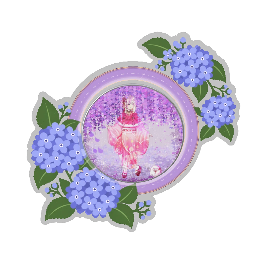 ひつじの缶バッジ推しと季節の花 6月・紫陽花