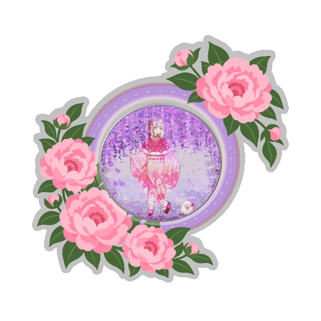 ひつじの缶バッジ推しと季節の花 6月・芍薬