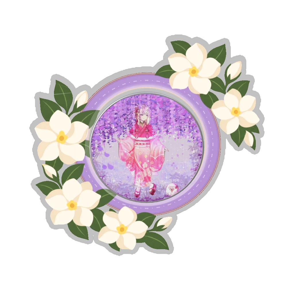ひつじの缶バッジ推しと季節の花 6月・梔子