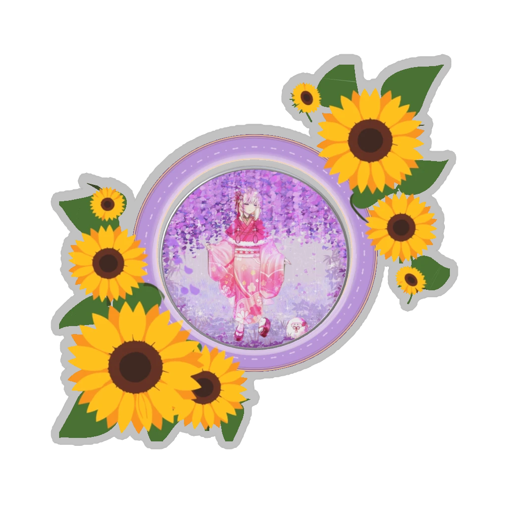 ひつじの缶バッジ推しと季節の花 7月・向日葵