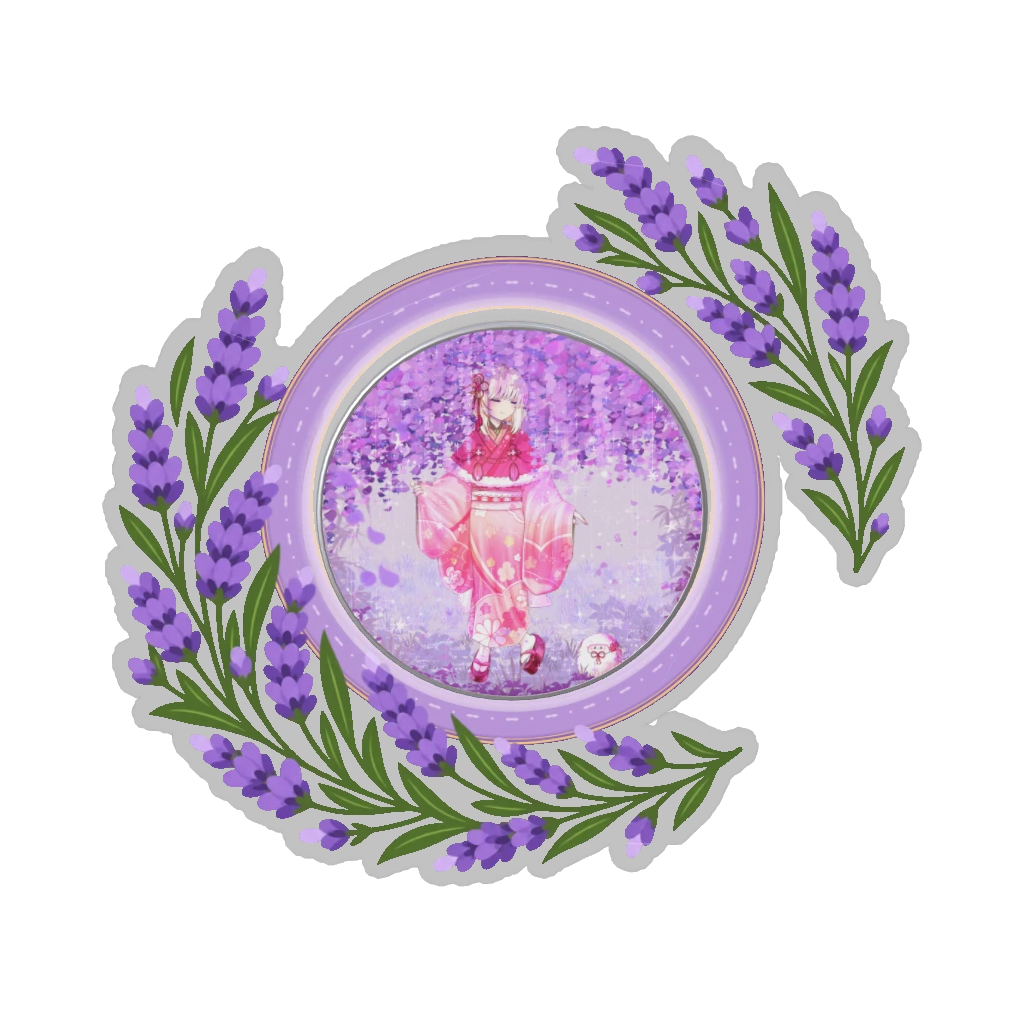 ひつじの缶バッジ推しと季節の花 7月・ラベンダー