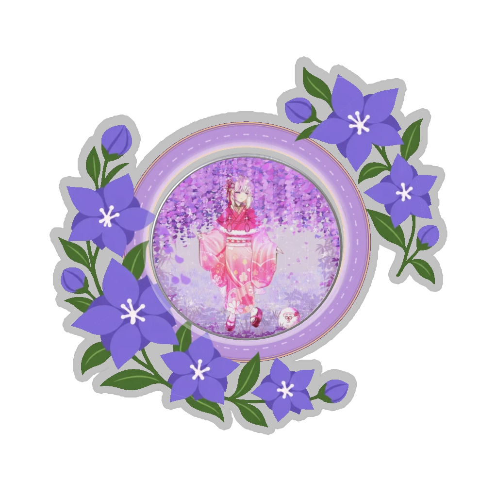 ひつじの缶バッジ推しと季節の花 9月・桔梗